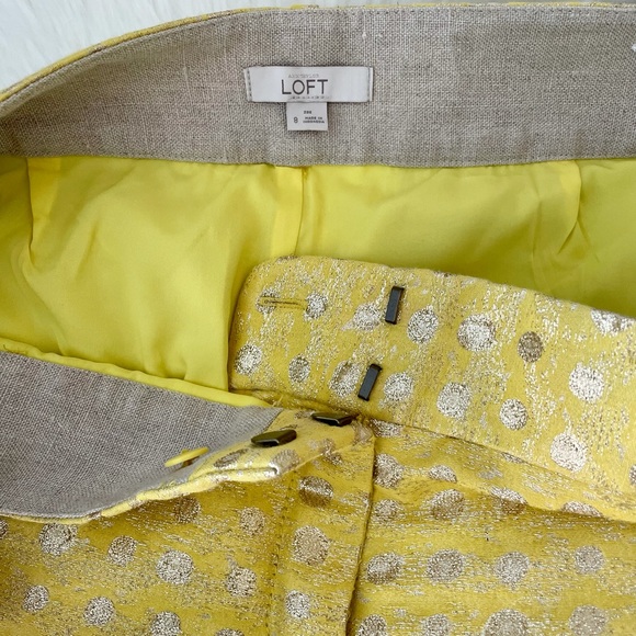 Ann Taylor LOFT Yellow Metallic Career Pants 8 - Picture 7 of 10